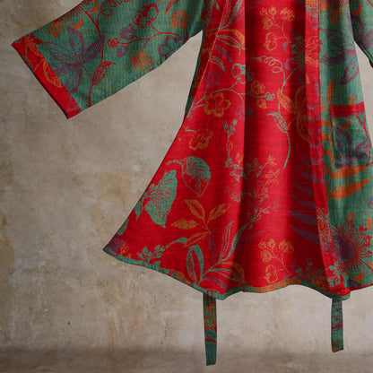 Retro-Baumwollkimono mit Blatt-Jacquardmuster - image 10