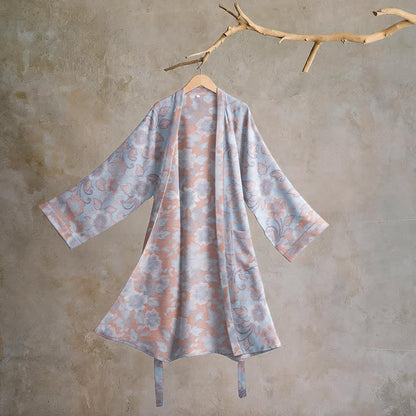 Retro-Kimono aus Baumwolle mit Blumenmuster - Lila - L - image 6