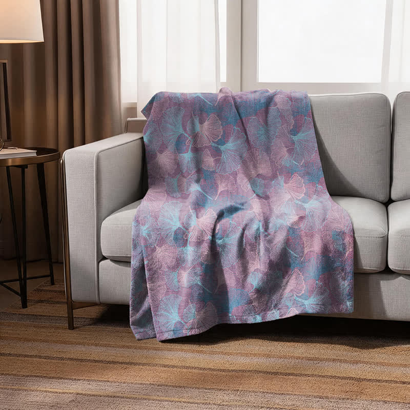 Retro-Baumwolldecke mit botanischem Ginkgoblatt - image 4