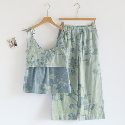 Vintage-Loungewear-Set aus Baumwoll-Cami mit Blumenmuster - image 5