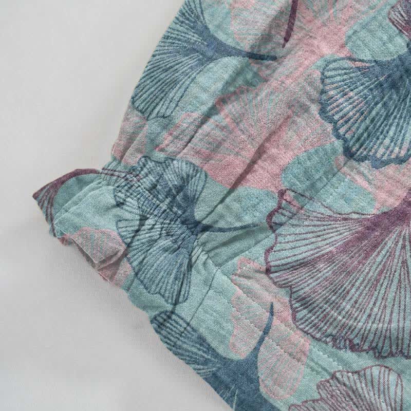 Vintage-Loungewear-Hose aus Baumwolle mit Ginkgoblatt-Motiv - image 3