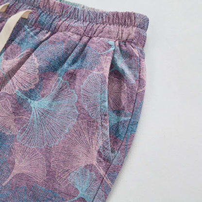 Vintage-Loungewear-Hose aus Baumwolle mit Ginkgoblatt-Motiv - image 9