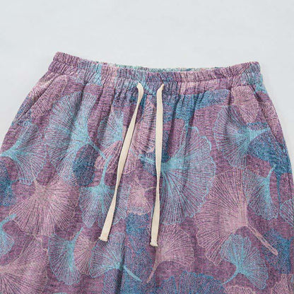 Vintage-Loungewear-Hose aus Baumwolle mit Ginkgoblatt-Motiv - image 7