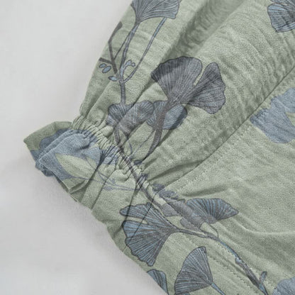 Retro-Loungewear-Hose aus Baumwolle mit botanischem Ginkgoblatt-Motiv - image 8