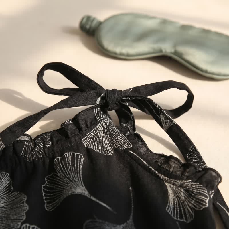 Vintage Ginkgo Leaf Baumwoll-Cami Loungewear-Set - image 6