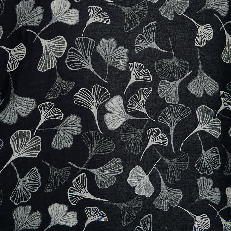 Vintage Wendebettwäsche-Set aus Baumwolle mit schwarzem Ginkgoblatt - image 7