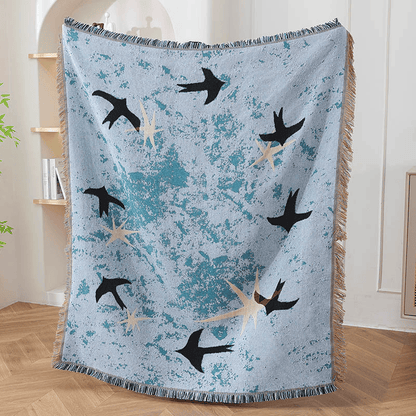 Künstlerische Himmelsschwalben-Sternen-Überwurfdecke - 130cm x 160cm - image 0