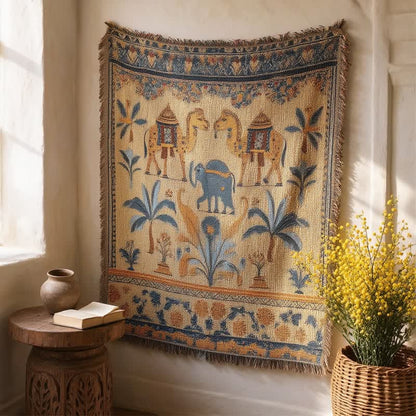 Vintage Kamel-Elefanten-Mehrzweckdecke - 160cm x 130cm - image 0