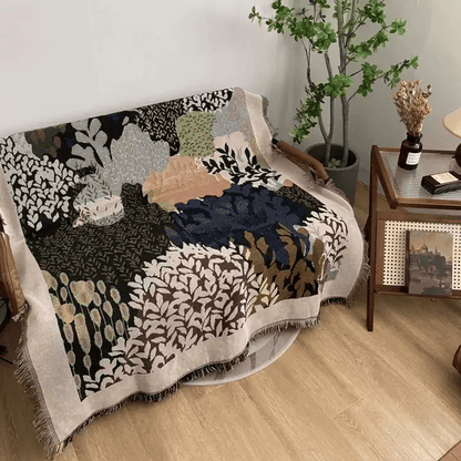 Abstrakte Waldlaub-Überwurfdecke - image 3