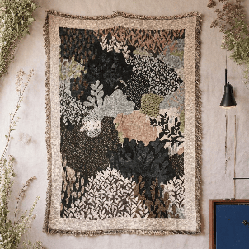 Abstrakte Waldlaub-Überwurfdecke - 180cm x 130cm - image 0