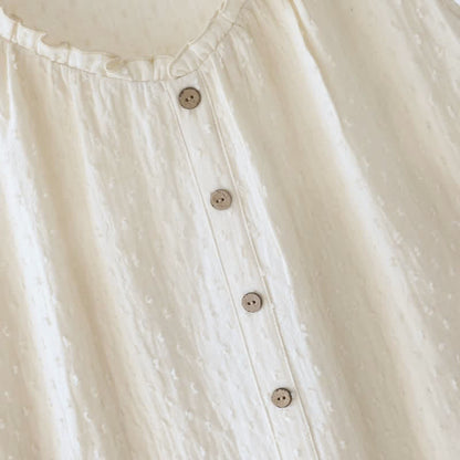 Beigefarbenes, strukturiertes, ärmelloses Loungekleid aus Baumwolle - image 8