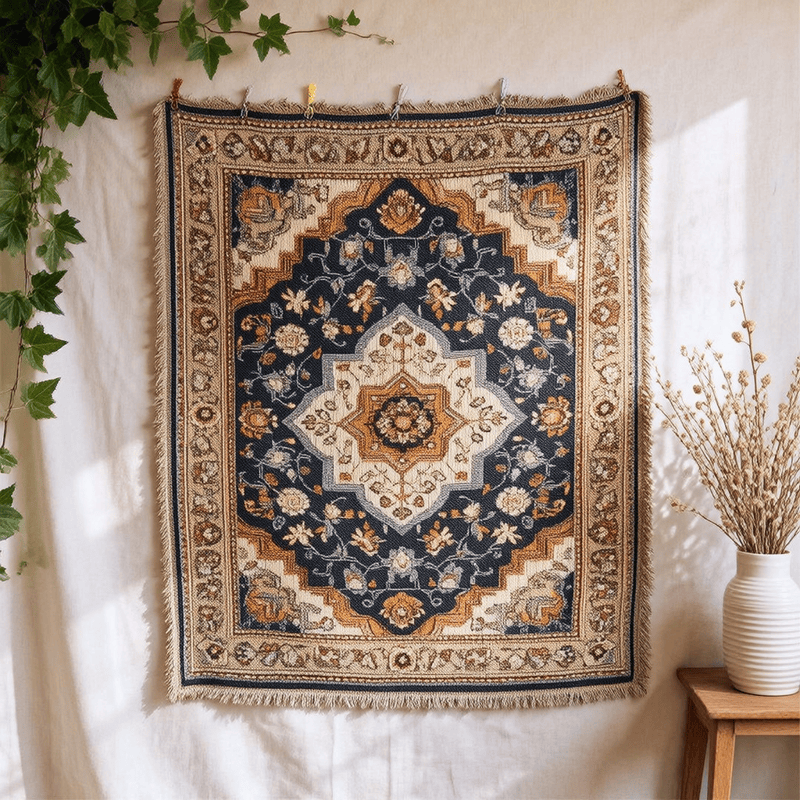 Retro-Persische Blumenmedaillon-Fransen-Überwurfdecke - 130cm x 160cm - image 0