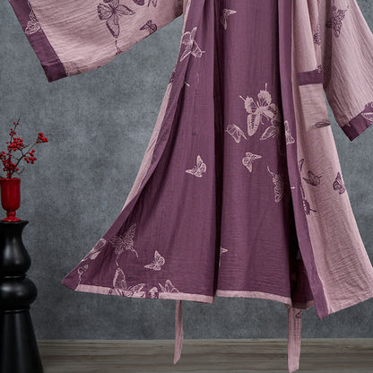 Kimono-Bademantel aus doppellagigem Baumwoll-Doppelgaze mit Schmetterlingsmotiv - image 11