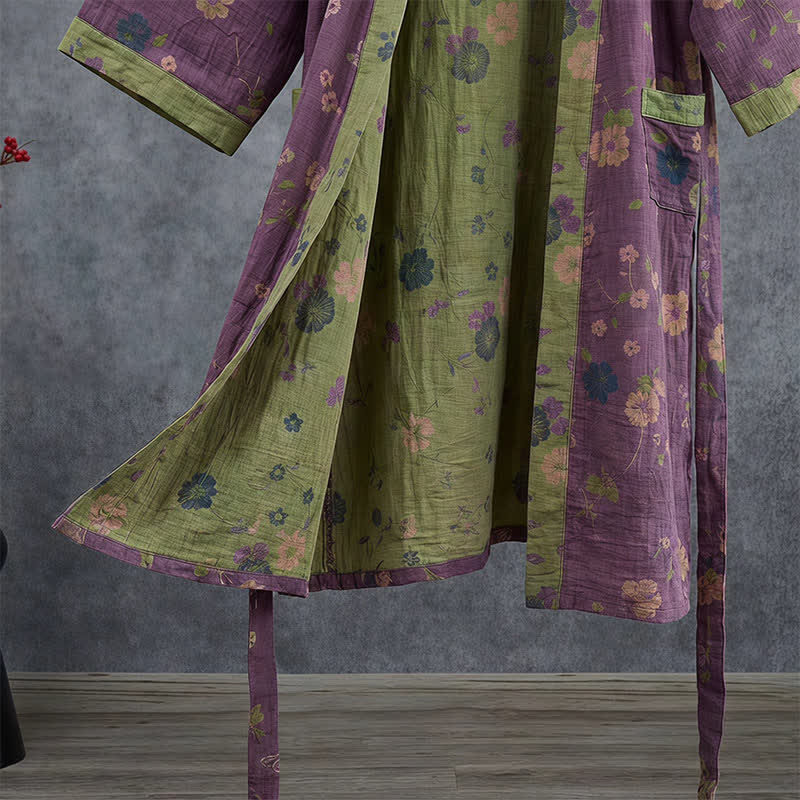 Kimono-Bademantel aus Bio-Baumwolle mit Gartenblumenmuster - image 16
