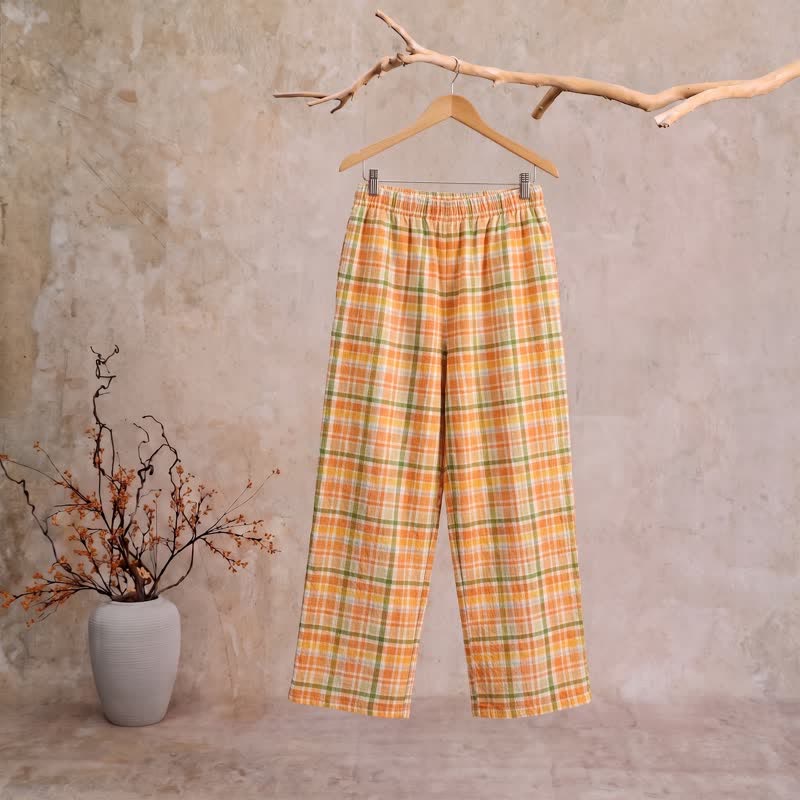 Orange-Soda karierte Baumwoll-Loungewear-Hose - XL - image 0