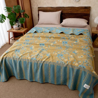 Cottage Bloom leichte Baumwoll-Bettdecke - Blaugrün - König - image 0