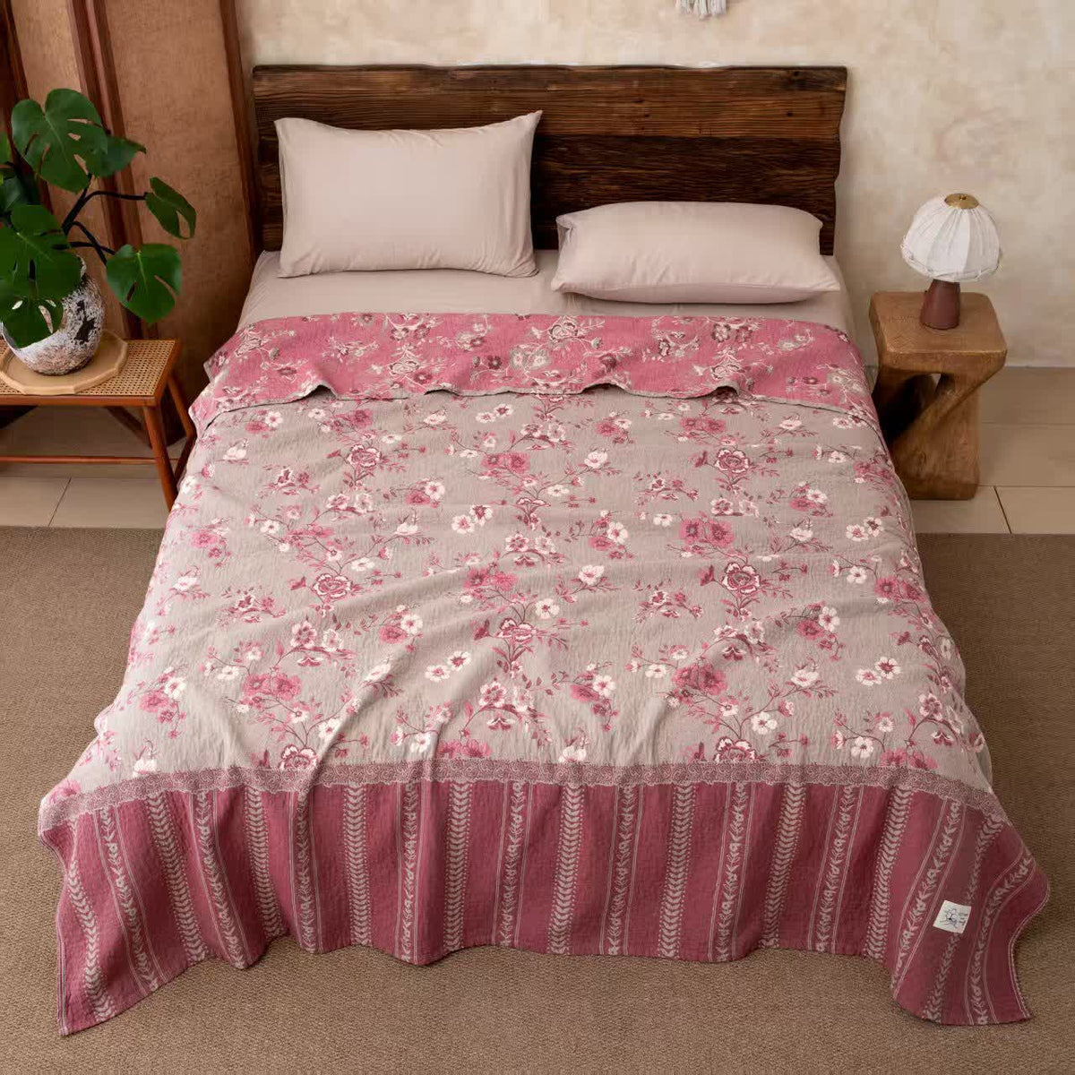 Cottage Bloom leichte Baumwoll-Bettdecke - Rosa - König - image 2