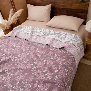 Tagesdecke aus leichter Baumwolle mit Landhausmuster und Blumenmuster - Rosa - König - image 0