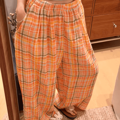 Orange-Soda karierte Baumwoll-Loungewear-Hose - image 1