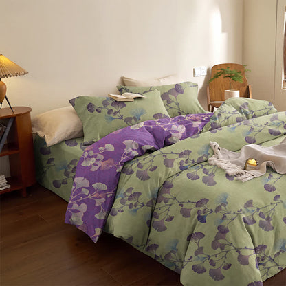 Retro-Wendebettwäsche-Set mit Ginkgoblatt-Motiv - image 8