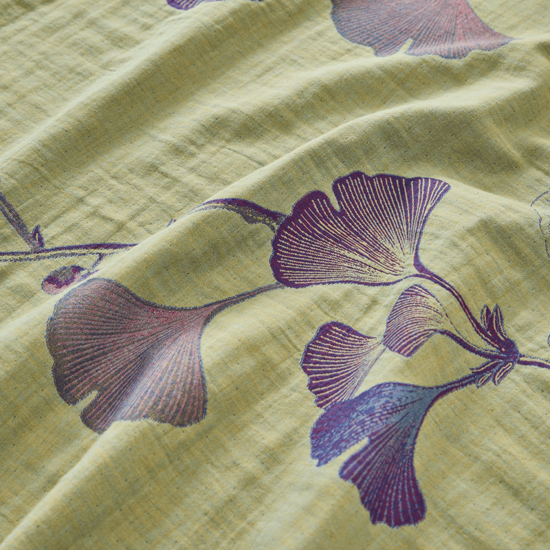 Retro-Wendebettwäsche-Set mit Ginkgoblatt-Motiv - image 11