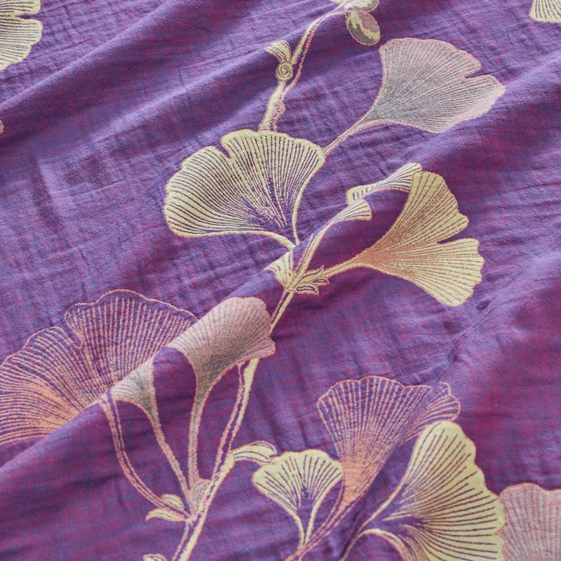 Retro-Wendebettwäsche-Set mit Ginkgoblatt-Motiv - image 5