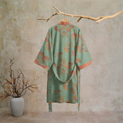 Retro-Kimono aus Baumwolle mit Ginkgoblatt - image 15