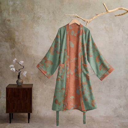 Retro-Kimono aus Baumwolle mit Ginkgoblatt - image 11