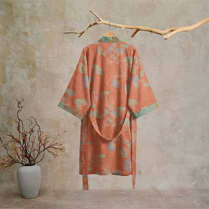 Retro-Kimono aus Baumwolle mit Ginkgoblatt - image 17