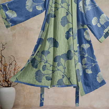 Retro-Kimono aus Baumwolle mit Ginkgoblatt - image 7