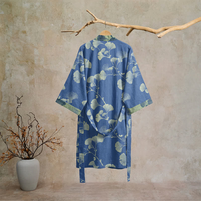 Retro-Kimono aus Baumwolle mit Ginkgoblatt - image 6