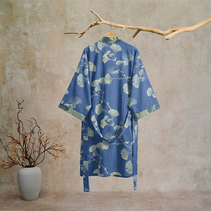 Retro-Kimono aus Baumwolle mit Ginkgoblatt - image 6