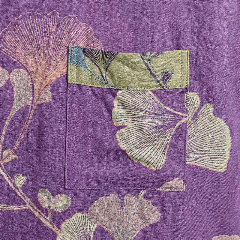 Retro-Kimono aus Baumwolle mit Ginkgoblatt - image 4