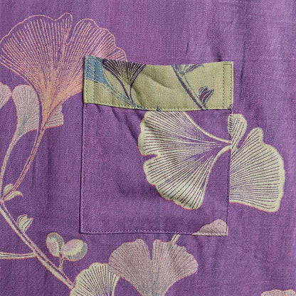 Retro-Kimono aus Baumwolle mit Ginkgoblatt - image 4