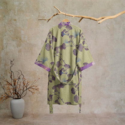 Retro-Kimono aus Baumwolle mit Ginkgoblatt - image 29