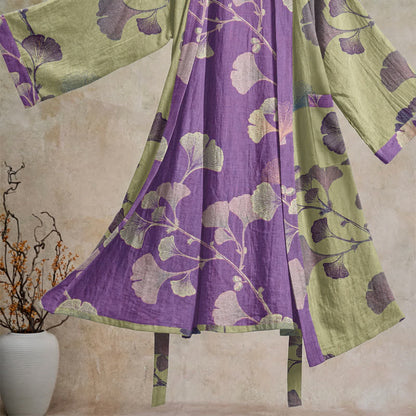 Retro-Kimono aus Baumwolle mit Ginkgoblatt - image 30