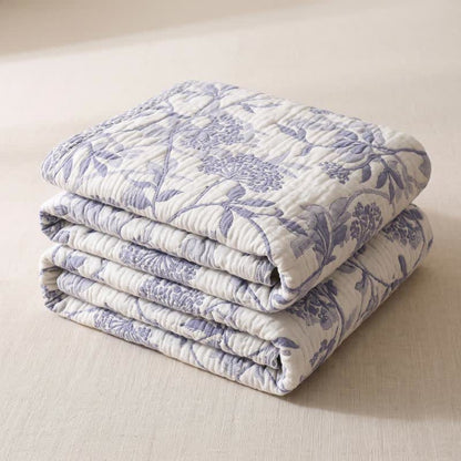 Vintage Baumwollgaze-Jacquard-Blumensteppdecke - image 2