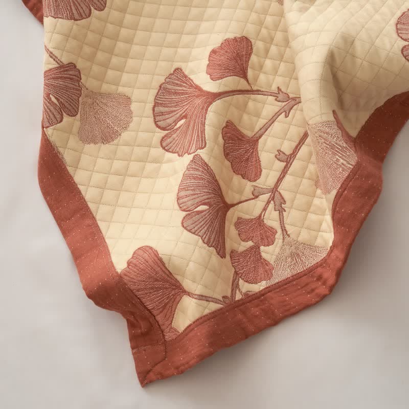 Baumwolldecke mit rotem Ginkgoblattmuster - image 17