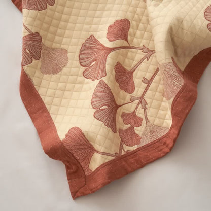 Baumwolldecke mit rotem Ginkgoblattmuster - image 17
