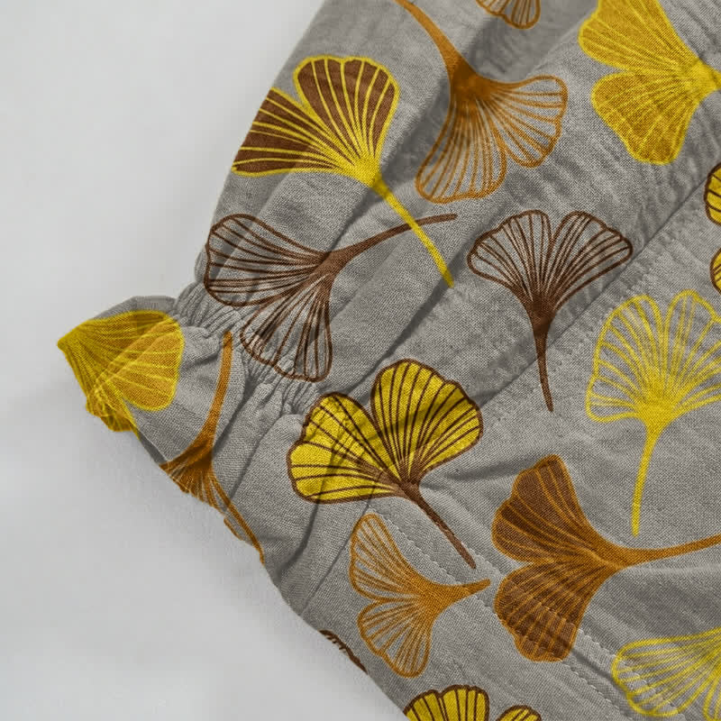 Mehrfarbige Loungehose aus Baumwolle mit Ginkgoblattmuster - image 14