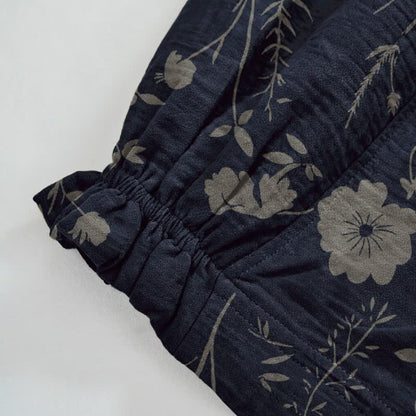 Marineblaue Loungehose aus Baumwollgewebe mit Wildblumenmuster - image 4