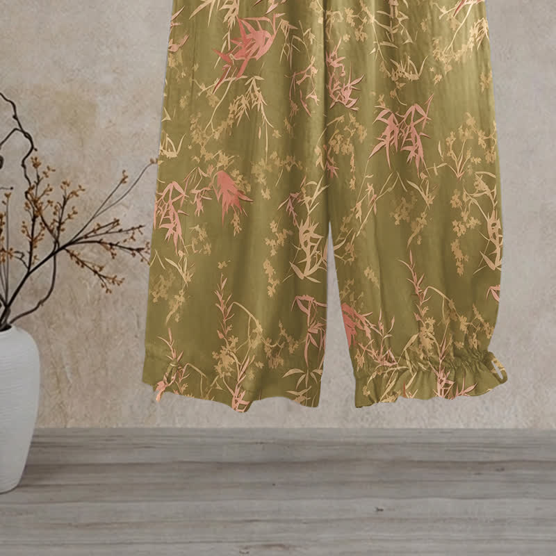 Retro-Loungewear-Hose aus olivgrünem Bambus - image 1