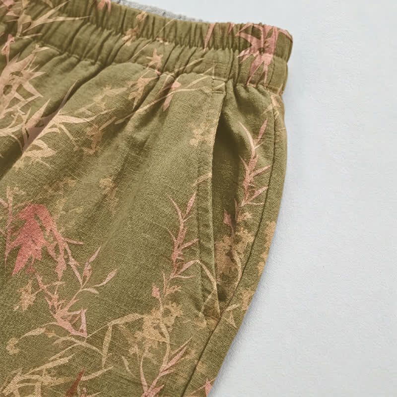 Retro-Loungewear-Hose aus olivgrünem Bambus - image 3