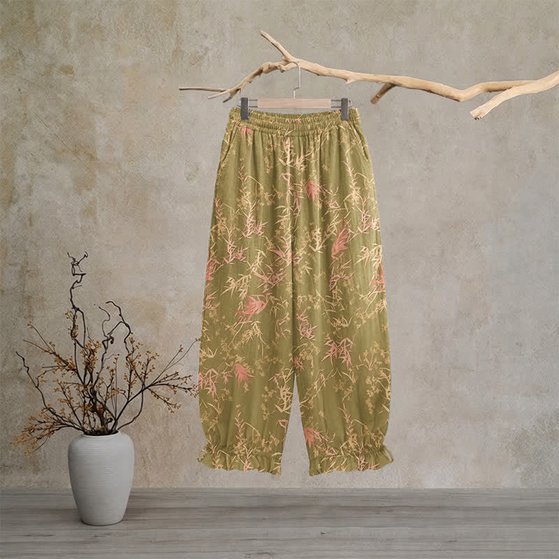 Retro-Loungewear-Hose aus olivgrünem Bambus - XL - image 0