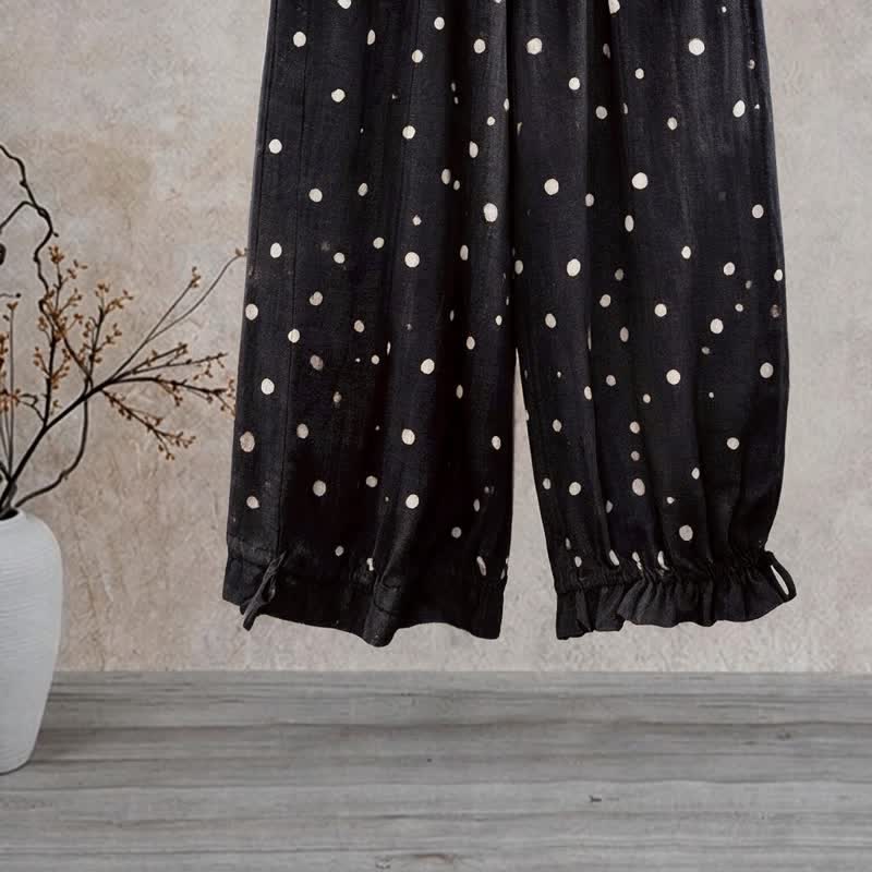 Zeitlose schwarze Loungehose mit Polka-Dots - image 1