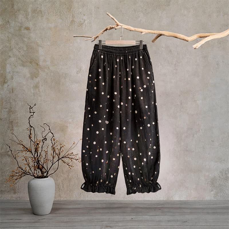 Zeitlose schwarze Loungehose mit Polka-Dots - XL - image 0