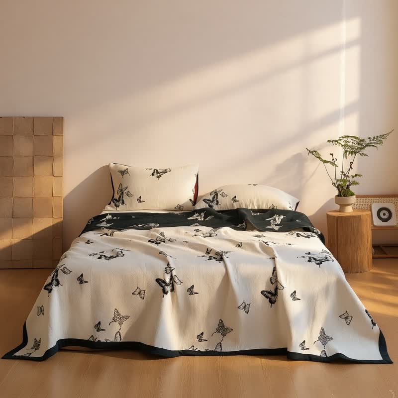 Monochrome Schmetterlings-Baumwollgaze-Quilts - image 8