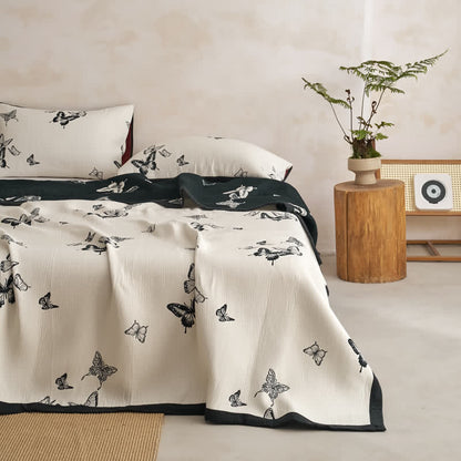 Monochrome Schmetterlings-Baumwollgaze-Quilts - Weiß - 2 Kissenbezüge - 51cm x 91cm - image 6