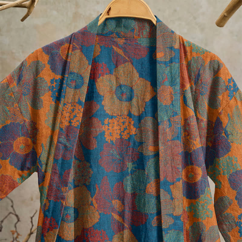 Vintage Kimono-Bademantel aus Baumwolle mit Blumenmuster - image 2