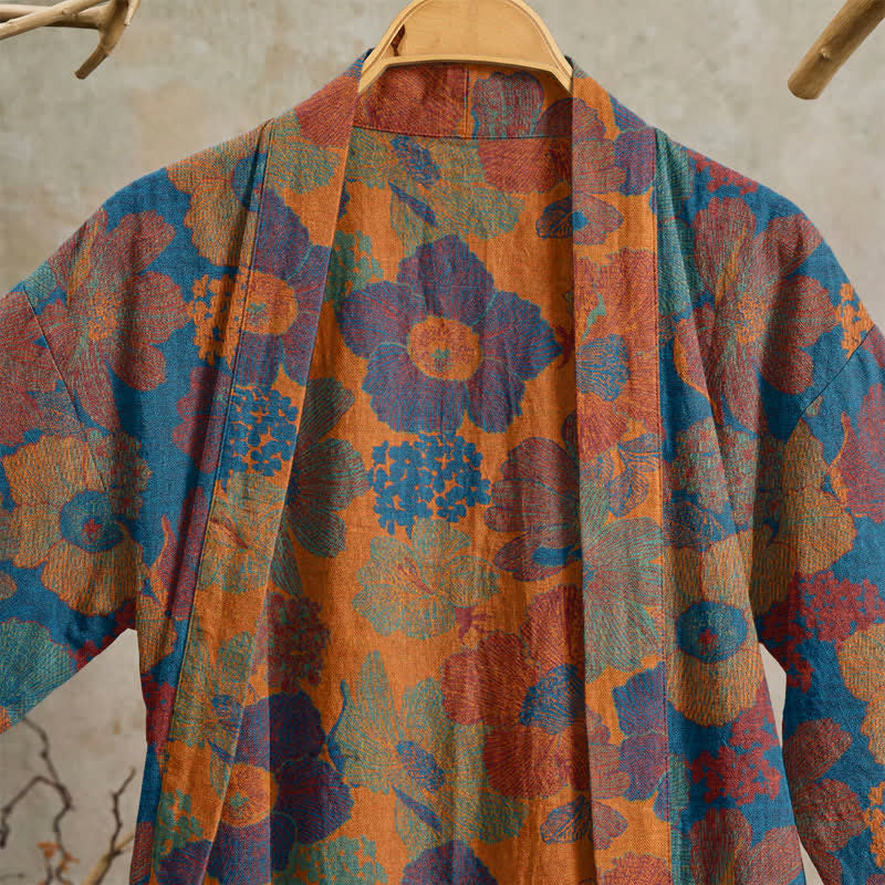 Vintage Kimono-Bademantel aus Baumwolle mit Blumenmuster - image 7